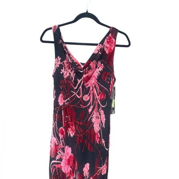 Vintage 90s Alex Evenings Mock Neck Summer Dress Size 14 Fairy Floral Beaded NWT - Picture 2 of 8